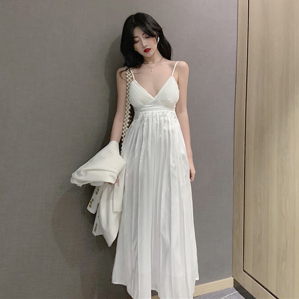 Stílusos női rakott ruha vékony pántokkal, két színben