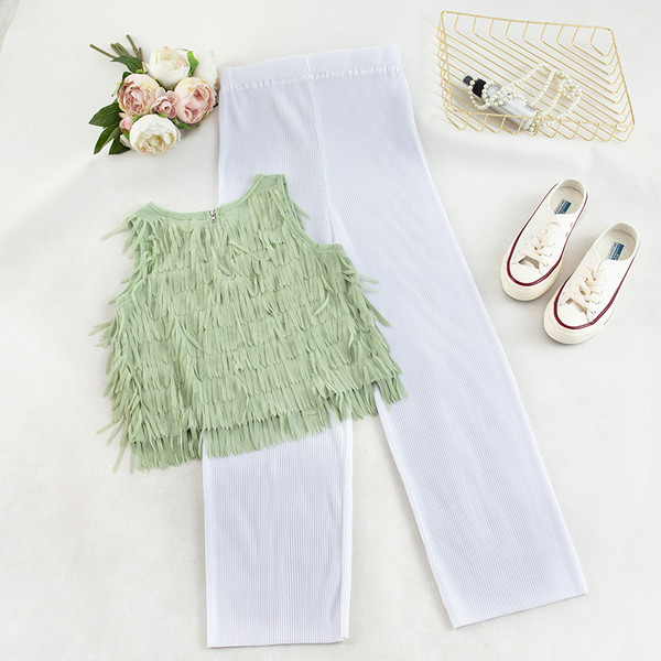 Set de damă elegant din două părți maiou + pantaloni în două culori