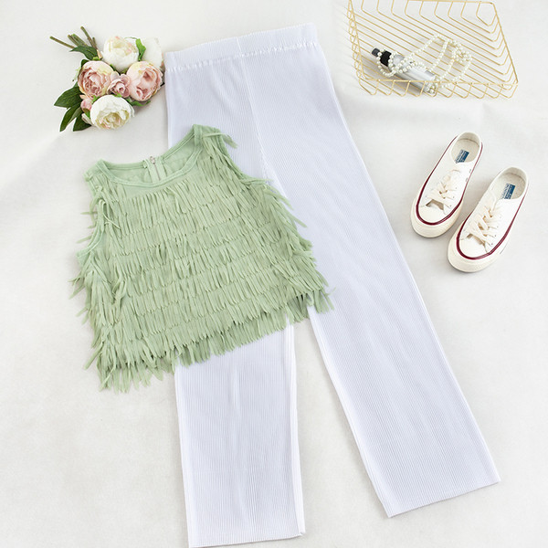 Set de damă elegant din două părți maiou + pantaloni în două culori