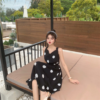 Modern női pöttyös ruha két színben