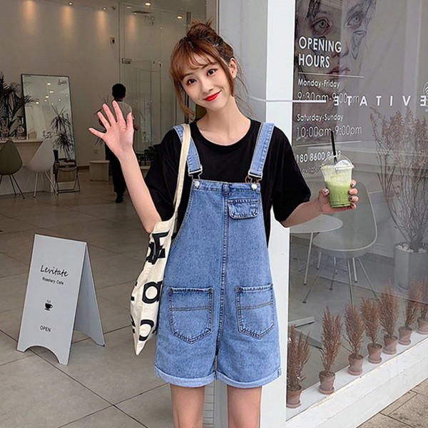 Női farmer overall kék felsővel