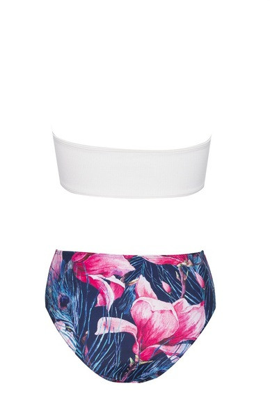 Modern fürdőruha virágmintás nadrággal