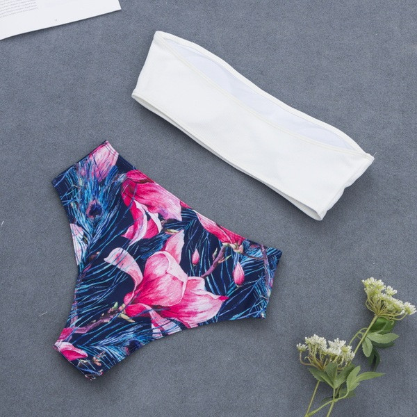 Modern fürdőruha virágmintás nadrággal