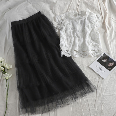 Stílusos női szoknya garnitúra + felső fekete vagy fehér színben