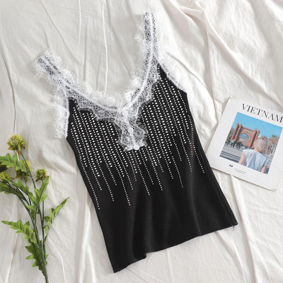 alkalmi női felső csipkével és díszítő kövekkel