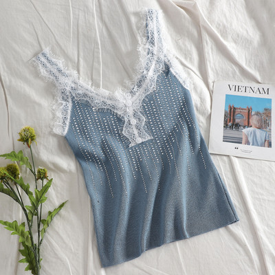 alkalmi női felső csipkével és díszítő kövekkel