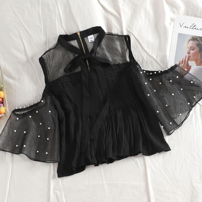 Új modell női topp gyöngy elemmel négy színben