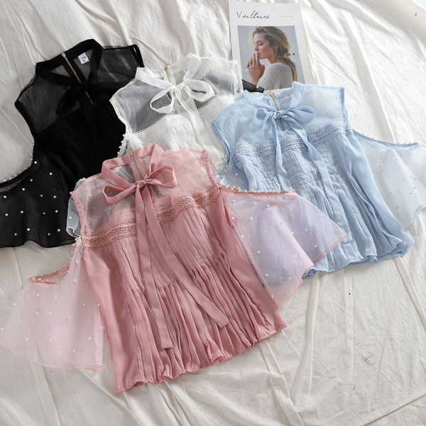 Új modell női topp gyöngy elemmel négy színben