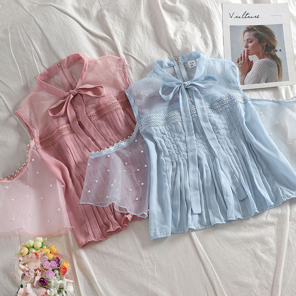 Új modell női topp gyöngy elemmel négy színben