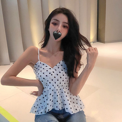 Modern női pöttyös felső V-nyakkal, két színben