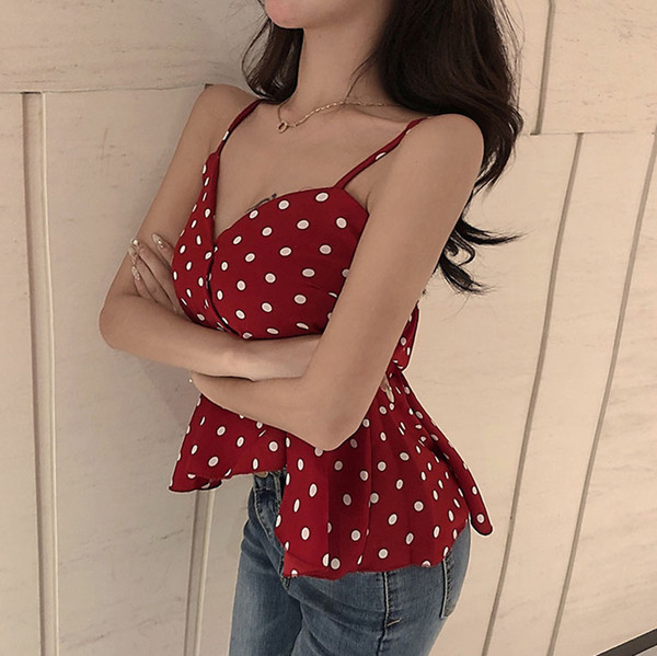 Modern női pöttyös felső V-nyakkal, két színben