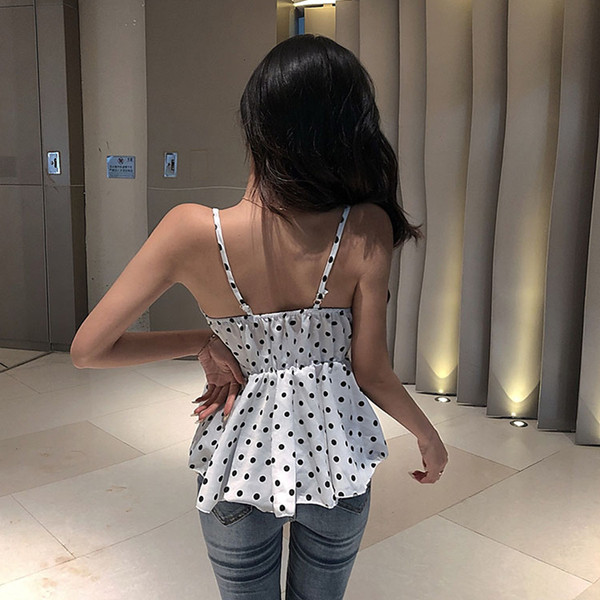 Modern női pöttyös felső V-nyakkal, két színben