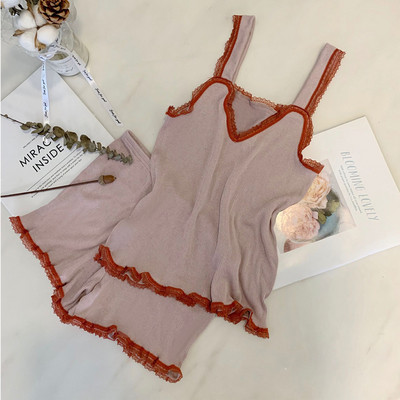 Kétrészes női nyári pizsama kék, fekete és rózsaszín színben