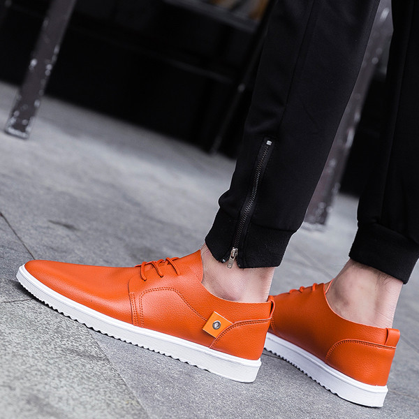 Pantofi barbatesti moderni din piele ecologica cu sireturi in mai multe culori