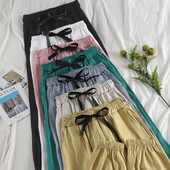 Pantaloni moderni de dama cu panglica