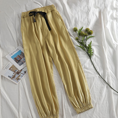 Pantaloni moderni de dama cu panglica