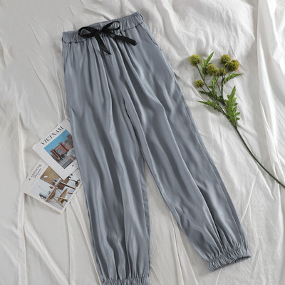 Pantaloni moderni de dama cu panglica