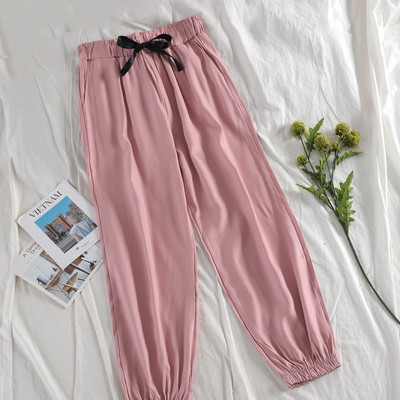 Pantaloni moderni de dama cu panglica