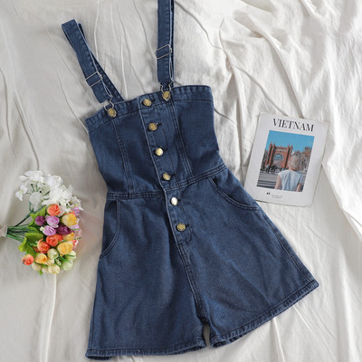 Salopeta casual dama din denim cu nasturi