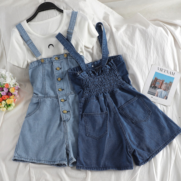 Salopeta casual dama din denim cu nasturi