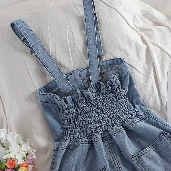 Salopeta casual dama din denim cu nasturi