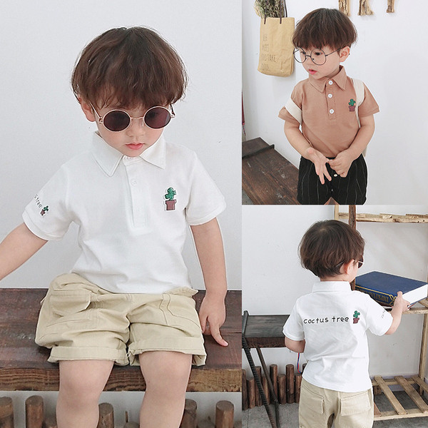 Gyerek póló fiúknak két színben gombokkal és gallérral