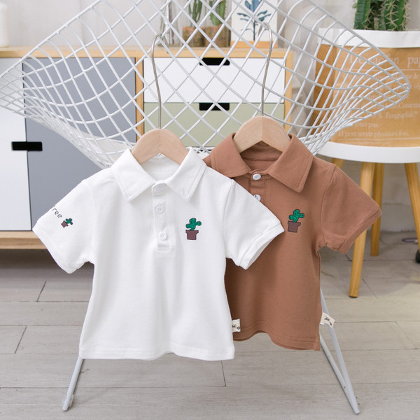 Gyerek póló fiúknak két színben gombokkal és gallérral