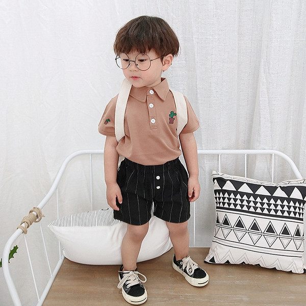 Gyerek póló fiúknak két színben gombokkal és gallérral