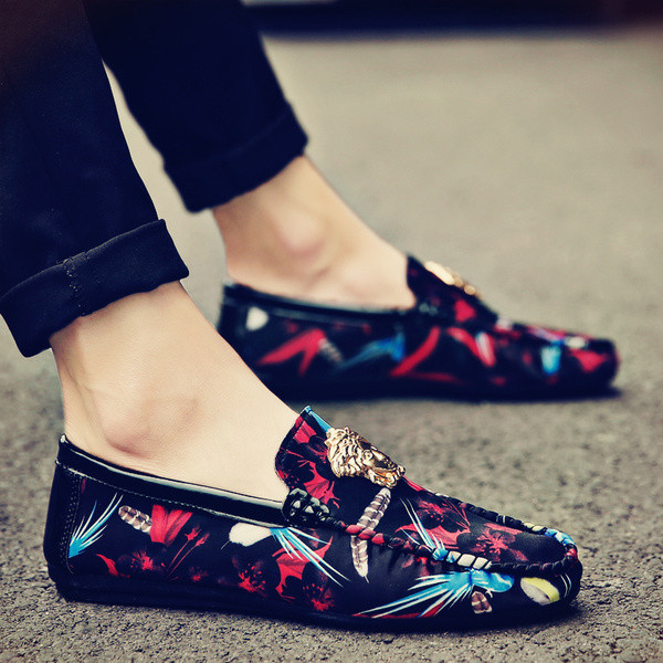 Стилни мъжки мокасини с метален елемент в два цвята 