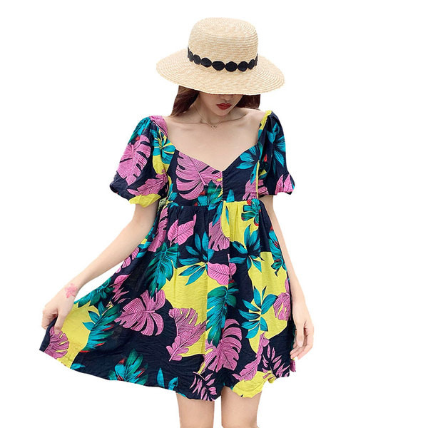 Lezser női ruha virágos motívumokkal, két színben