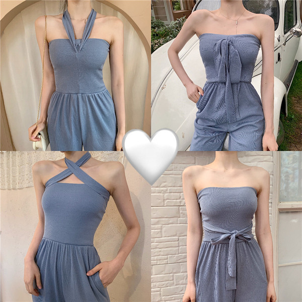 Modern hosszú női overall kék színben