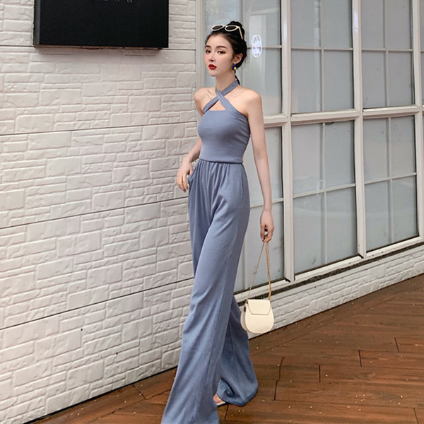 Modern hosszú női overall kék színben