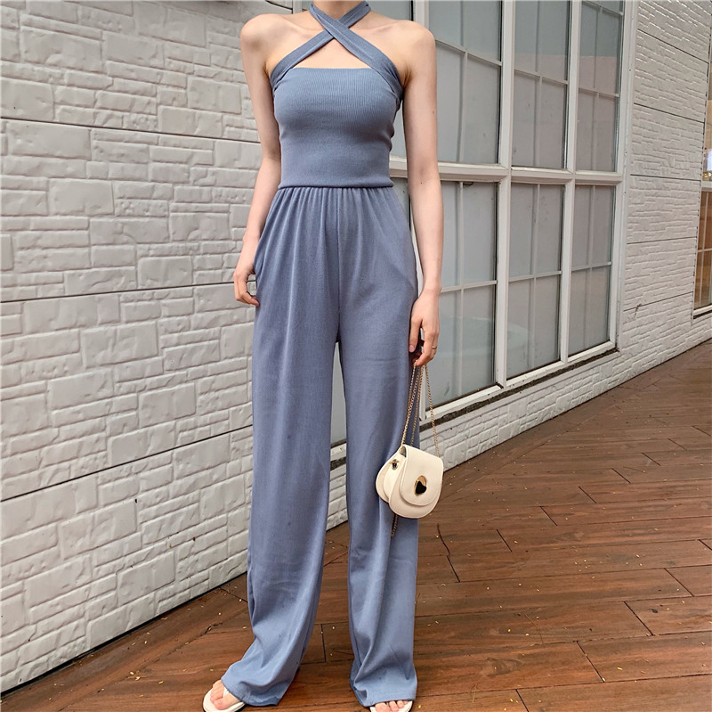 Modern hosszú női overall kék színben