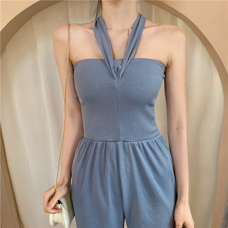 Modern hosszú női overall kék színben