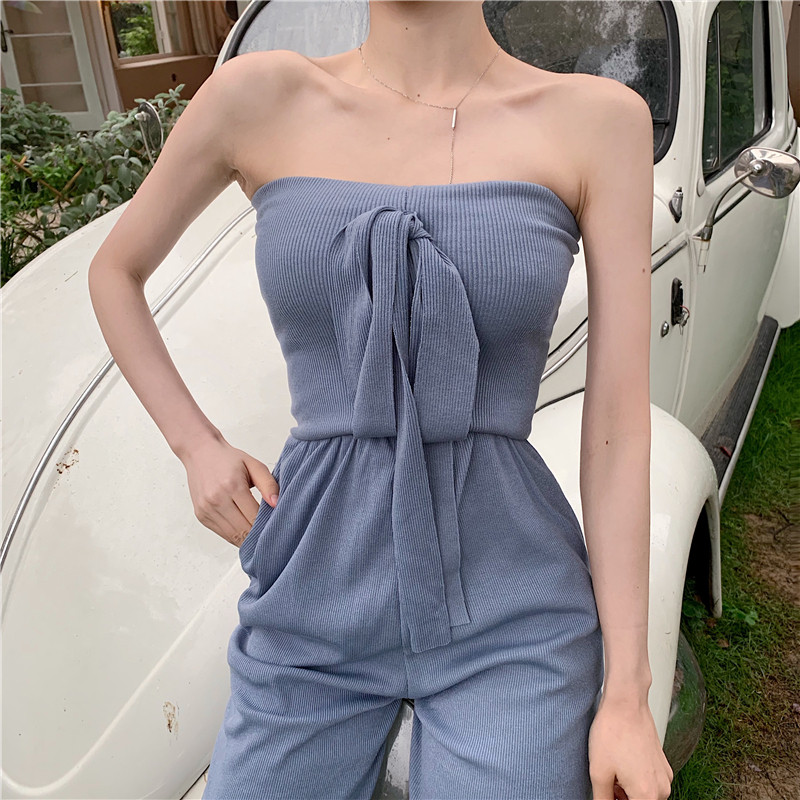 Modern hosszú női overall kék színben