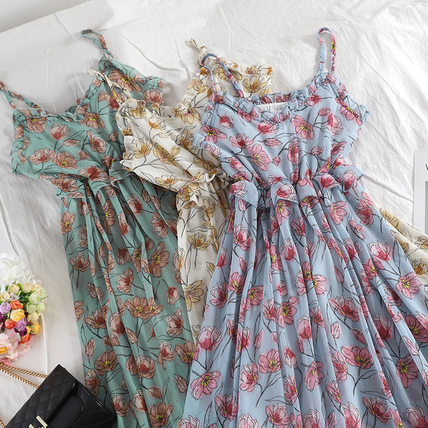 Virágmintás női ruha három színben