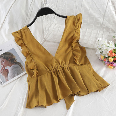 Stílusos női felső V-nyakkal és szalaggal