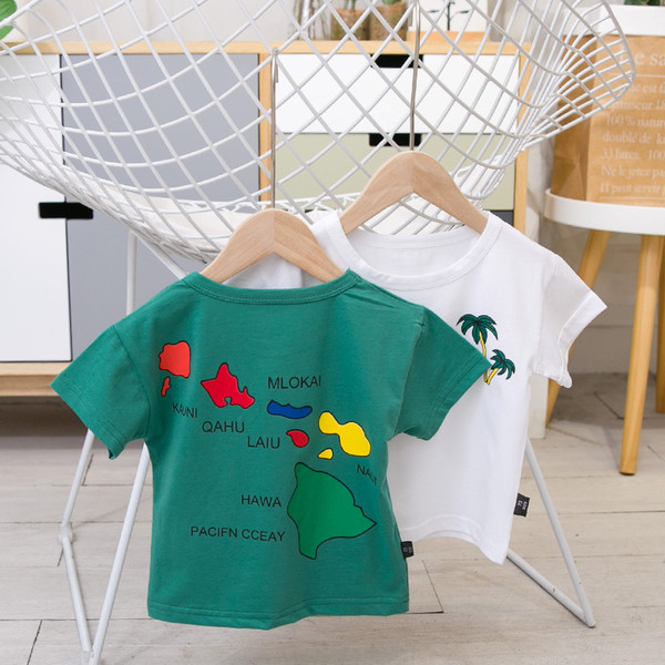 Tricou pentru copii alb și verde cu aplicație-pentru băieți