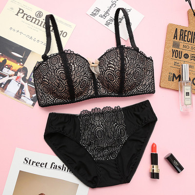 Stílusos női csipke fehérnemű szett fekete, fehér és rózsaszín színekben