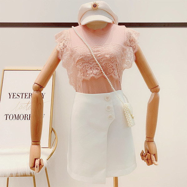 Női modern felső csipkével, négy színben