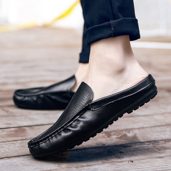 Öko bőrből készült modern férfi mokaszinok három színben