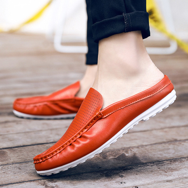 Öko bőrből készült modern férfi mokaszinok három színben