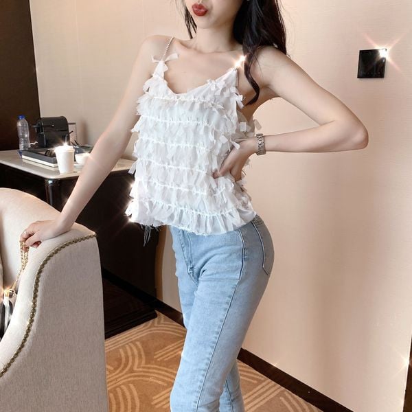 Stílusos női felső, vékony pántokkal, két színben