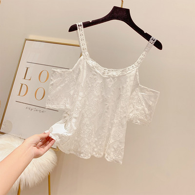 Női csipkeblúz fekete-fehér színben