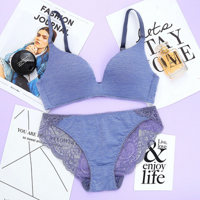 Kétrészes pamut fehérnemű csipkével több színben