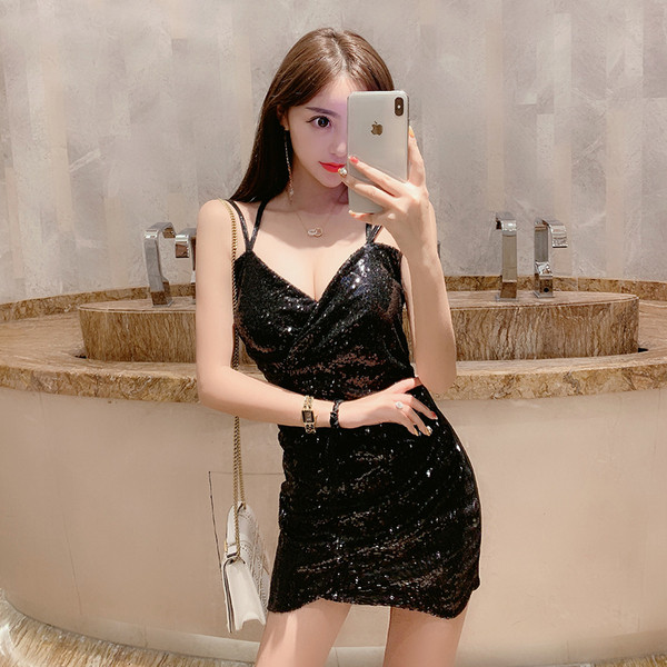 Rochie de dama eleganta cu efect stralucitor in negru