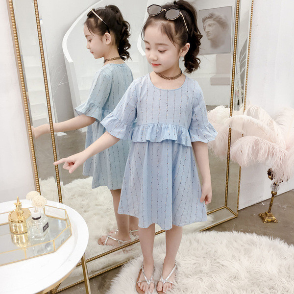 Rochie moderna pentru copii cu maneci scurte si decolteu O