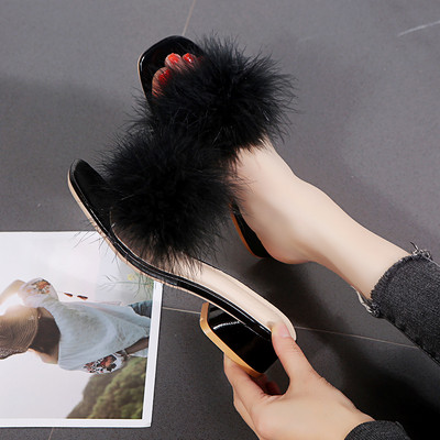 Modern női papucs pehellyel több színben