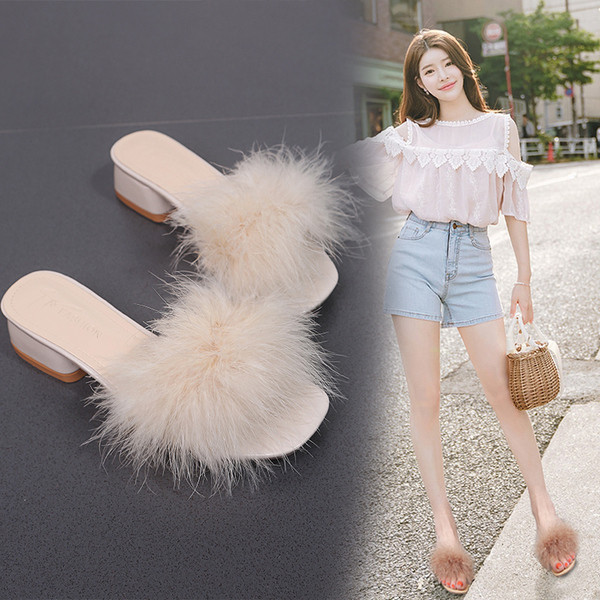 Modern női papucs pehellyel több színben
