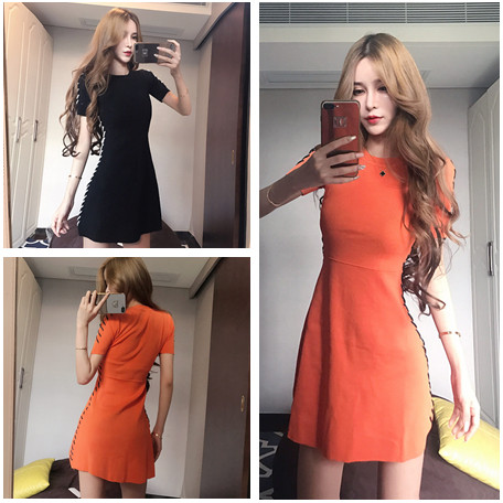 Rochie casual de dama cu maneci scurte in doua culori